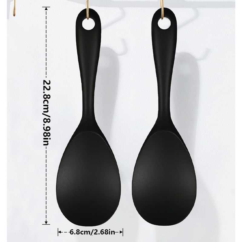 [Non-Stick Silicone Spoon] 1pc Non-Stick Heat-Resistant Silicone for Rice Spoon - One-Piece Design with Ergonomic Handle, Durable & Easy-Clean Kitchen Utensil for Rice, Salad, Mashed Potatoes