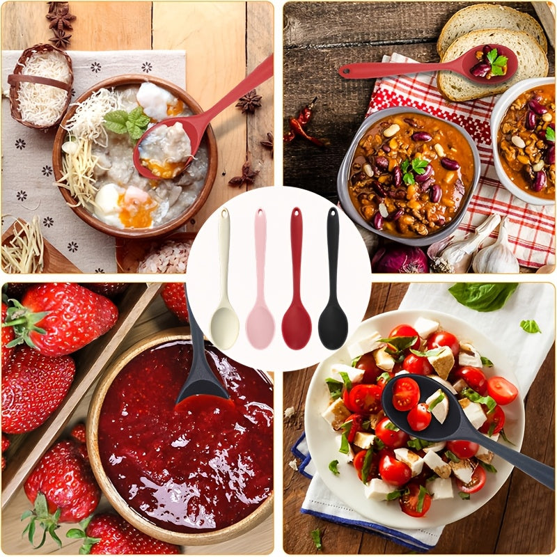 Heat-Resistant Non-Stick Silicone Spoon - 10.8-Inch Lhasa Style Soup/Rice Mixing Spoon, Adult Table Spoon, Kitchen Accessory for Mixing, Baking, Serving, Cooking, and Stirring, Dishwasher Safe