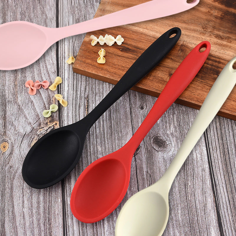 Heat-Resistant Non-Stick Silicone Spoon - 10.8-Inch Lhasa Style Soup/Rice Mixing Spoon, Adult Table Spoon, Kitchen Accessory for Mixing, Baking, Serving, Cooking, and Stirring, Dishwasher Safe