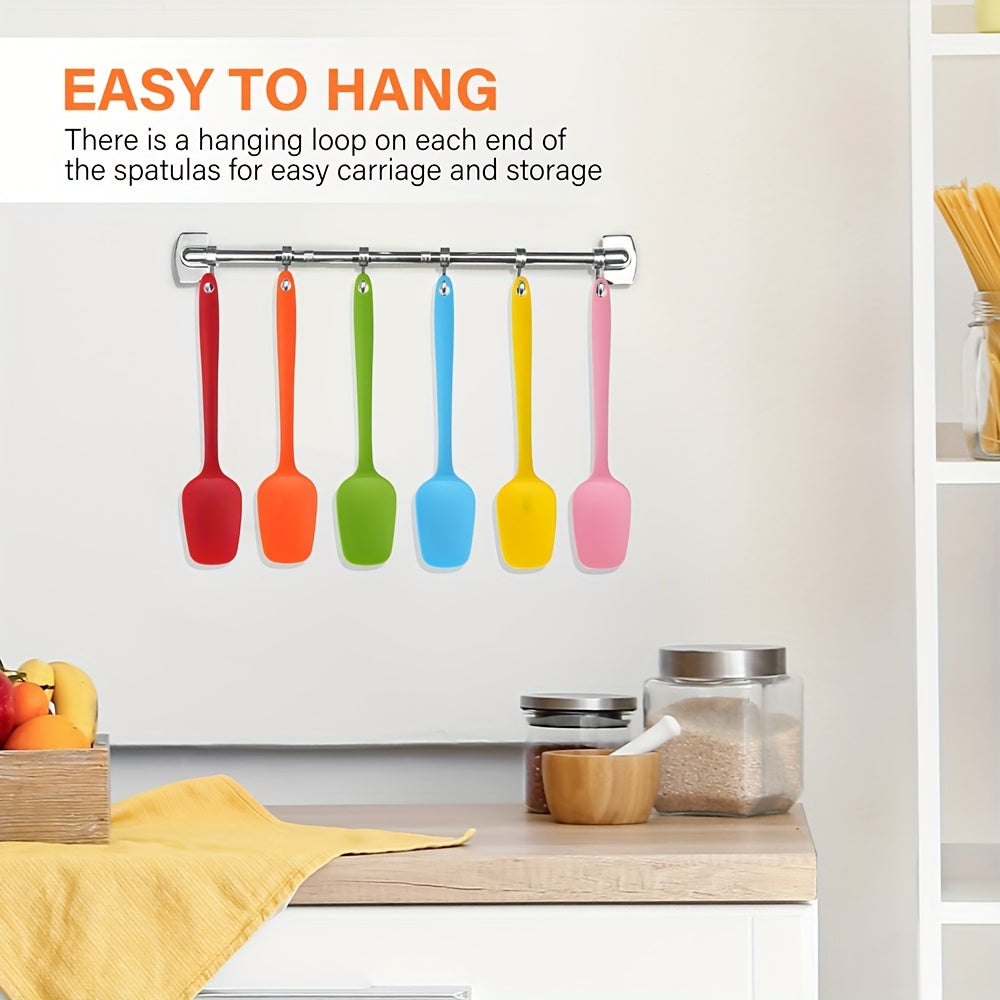 6pcs Silicone Spatulas Set, 8 Inch Small Spatula Heat Resistant Non-Stick Flexible Scrapers Baking Mixing Tool, Suitable for Jam, Cream Mixing, And Baking- Essential Kitchen Tool